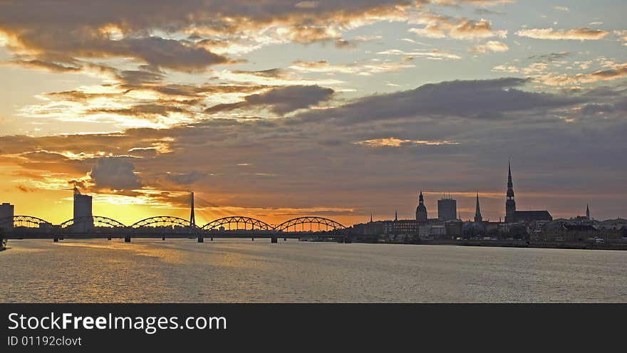 Panorama of Old Riga on a decline. Panorama of Old Riga on a decline.