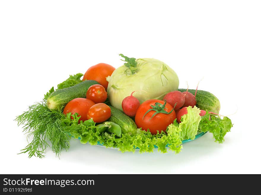 Fresh vegetables on white background