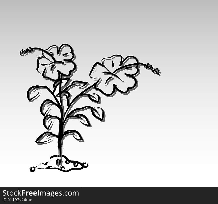 Vector illustration of a flower painting