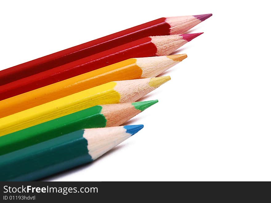 Colorful pencils isolated on white background