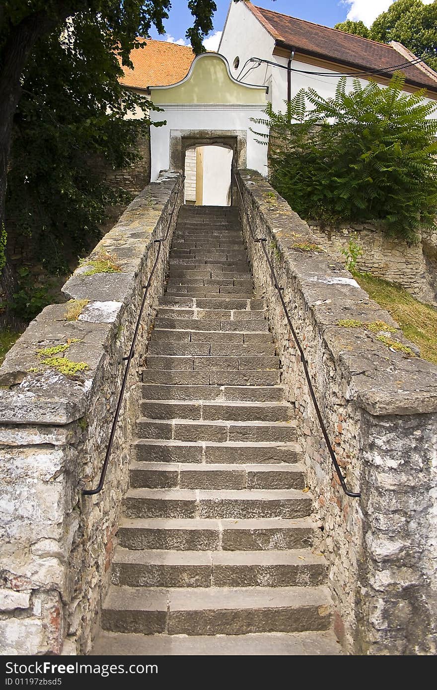 The picture of stairs to cachtice church. The picture of stairs to cachtice church