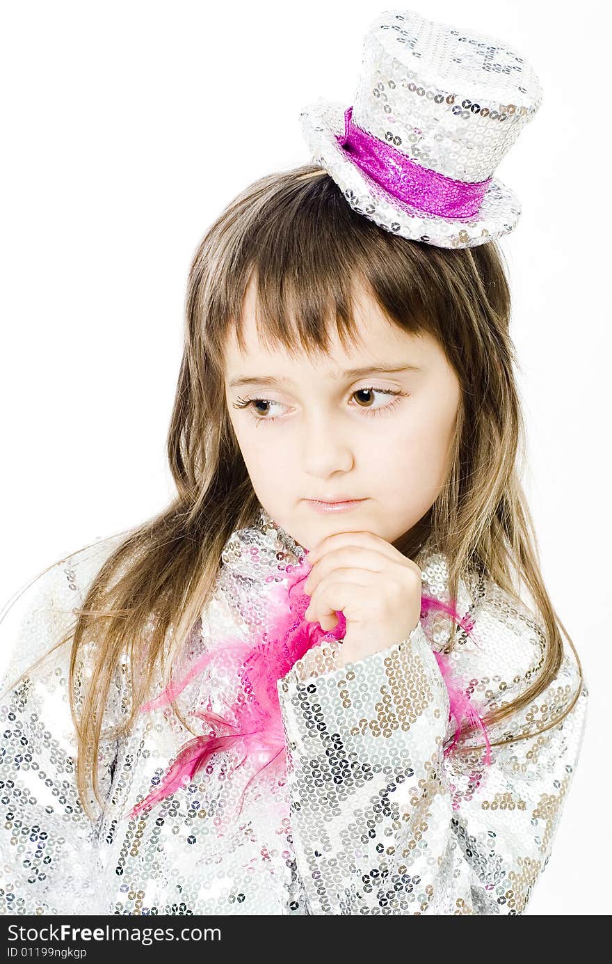 Portrait of sad girl on white background. Portrait of sad girl on white background