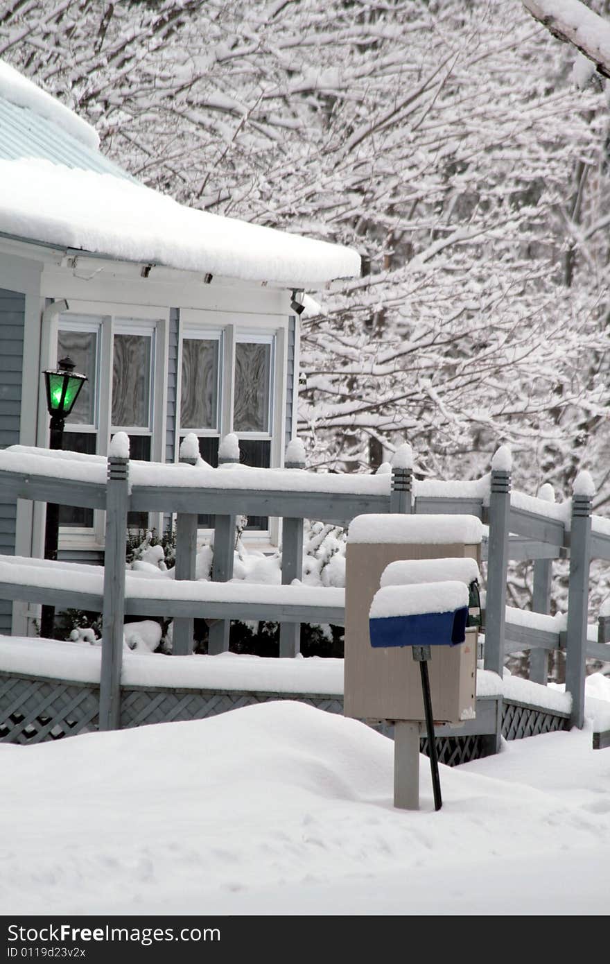 House covered in snow in the state of Vermont, USA. House covered in snow in the state of Vermont, USA