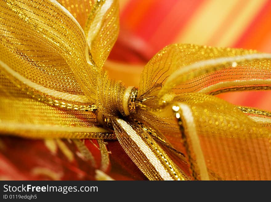 Red gift box with Golden ribbon