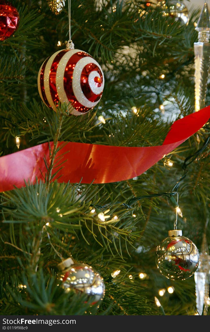 Christmas Balls hanguin on a Christmas Tree