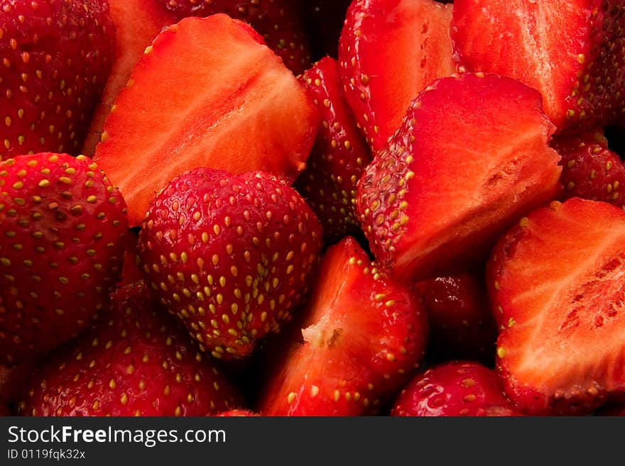 Slice of fresh red strawberries. Slice of fresh red strawberries