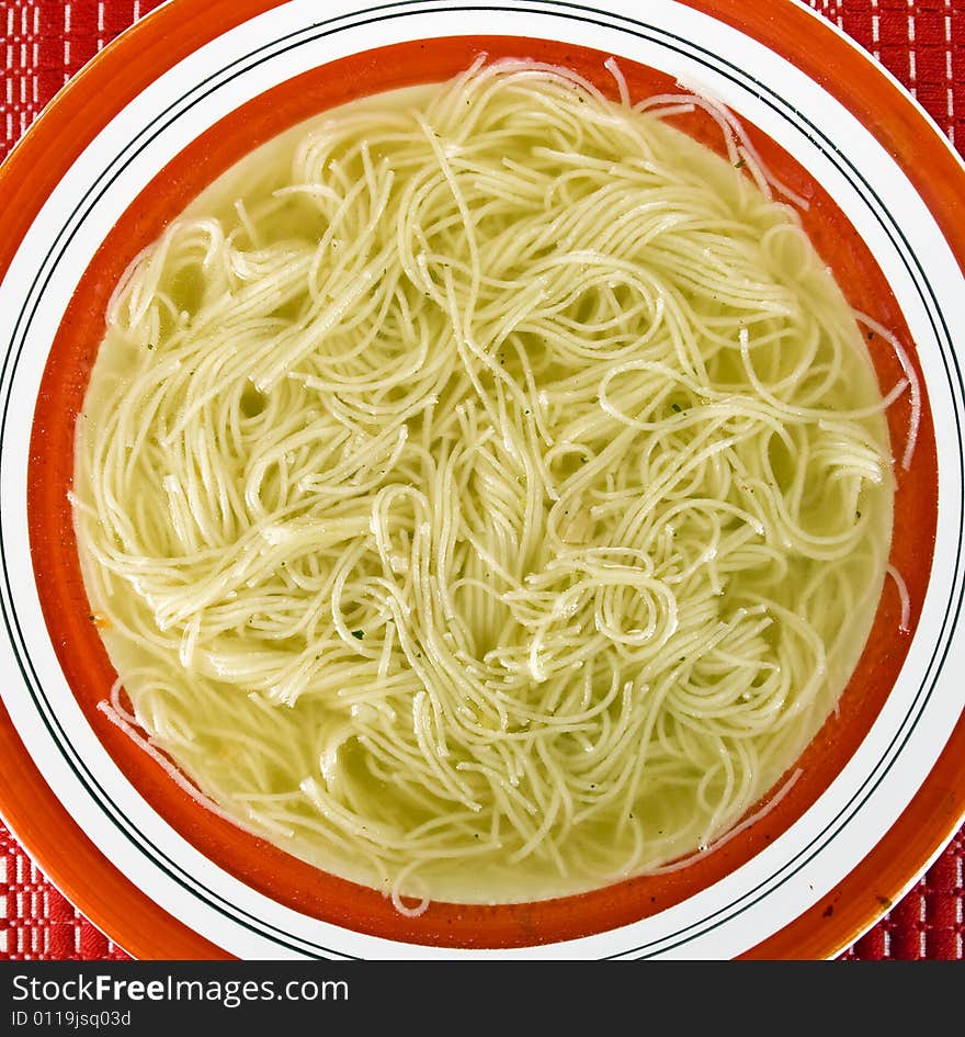 Traditional chicken soup with noodles