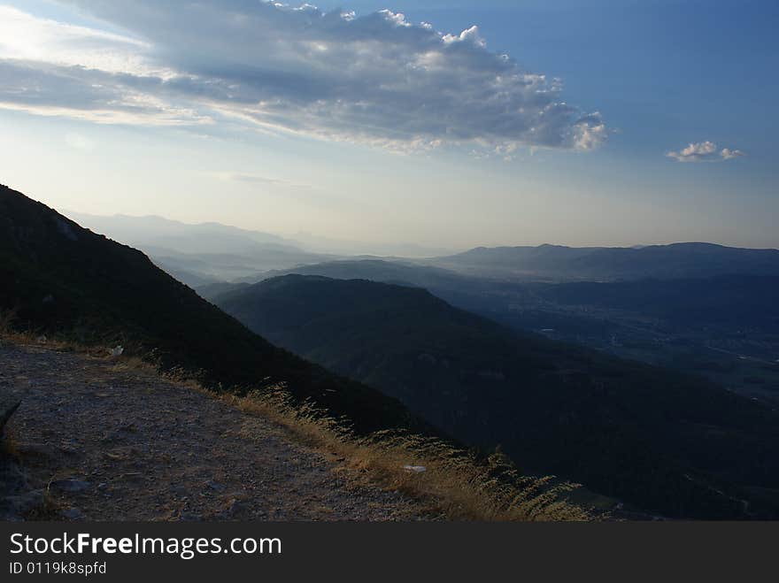 Mountains and clouds in Gokova while sunrising