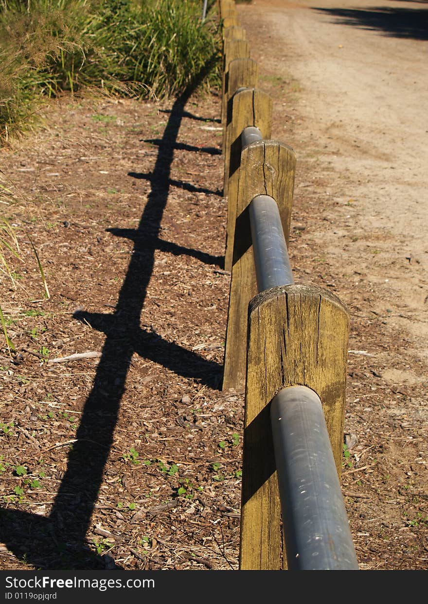 Wooden and iron railing with shade