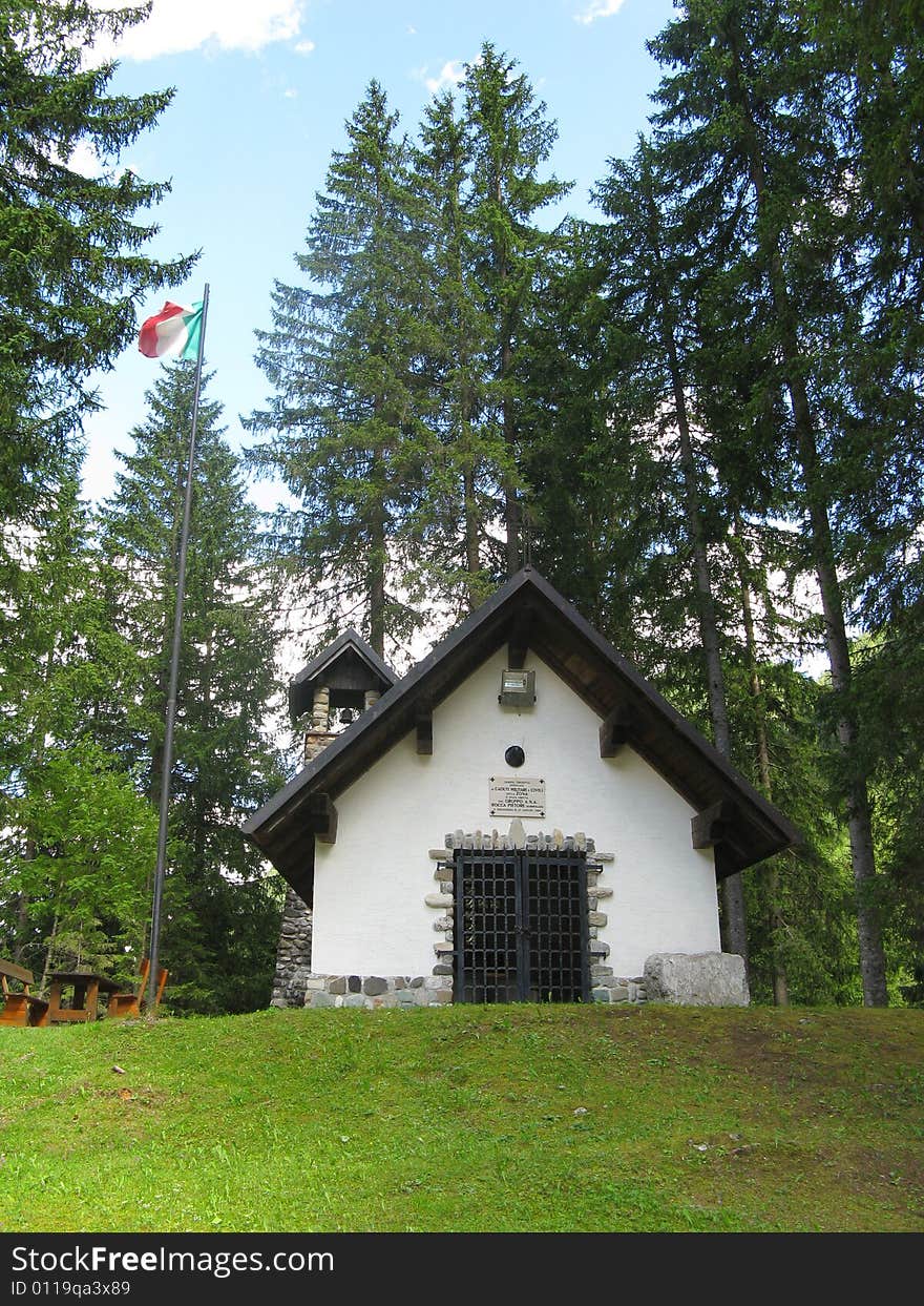 A tiny chapel among the trees. A tiny chapel among the trees