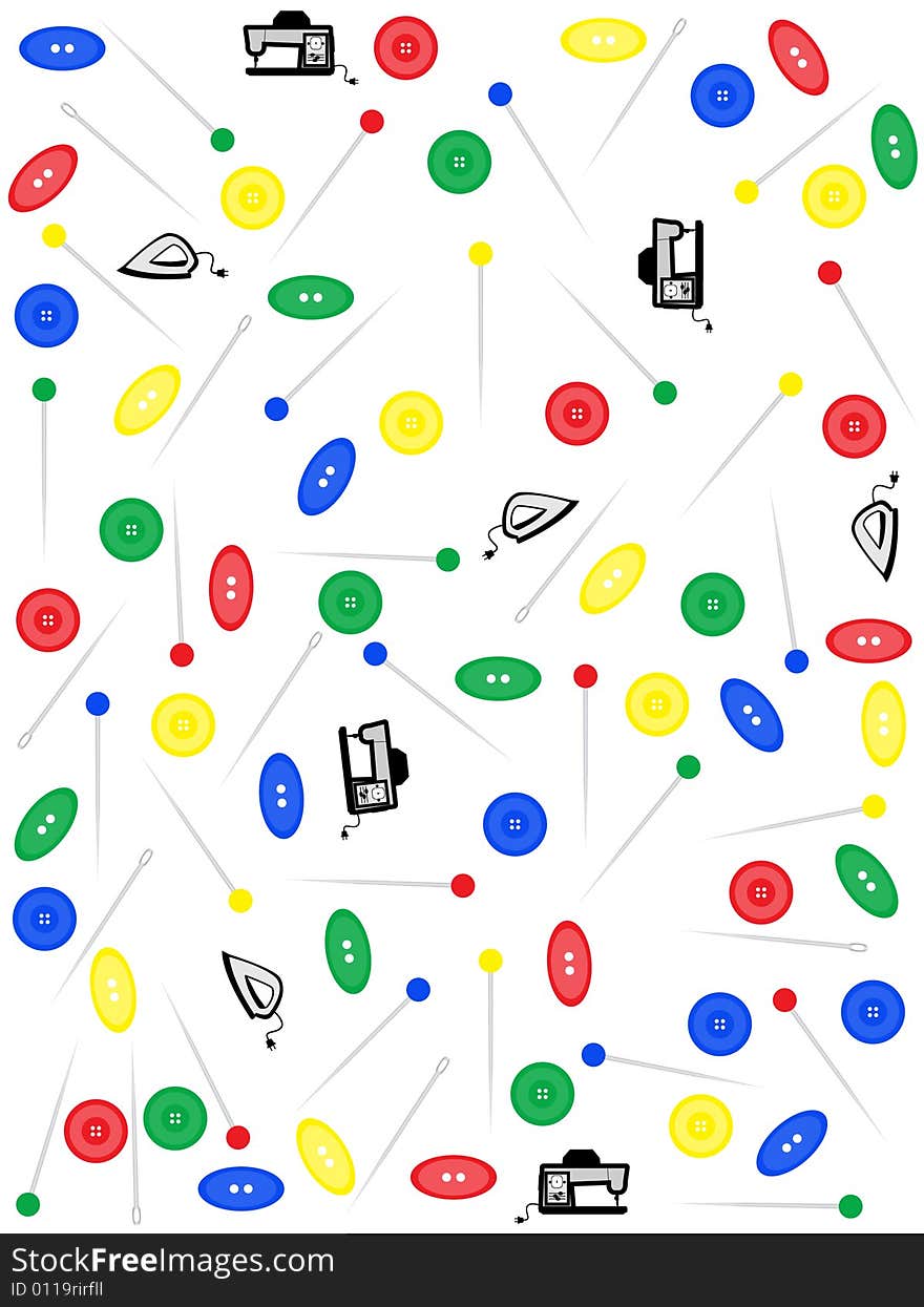 Illustration of background, buttons, needles, colors