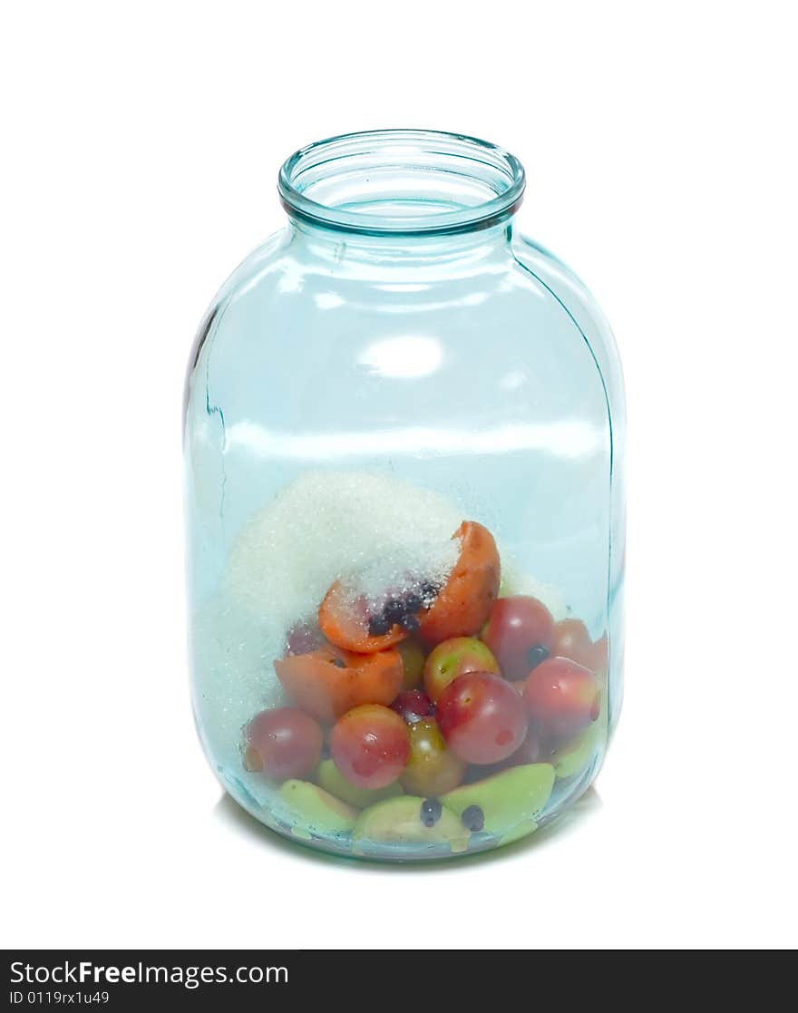 Fruit in glass bottle