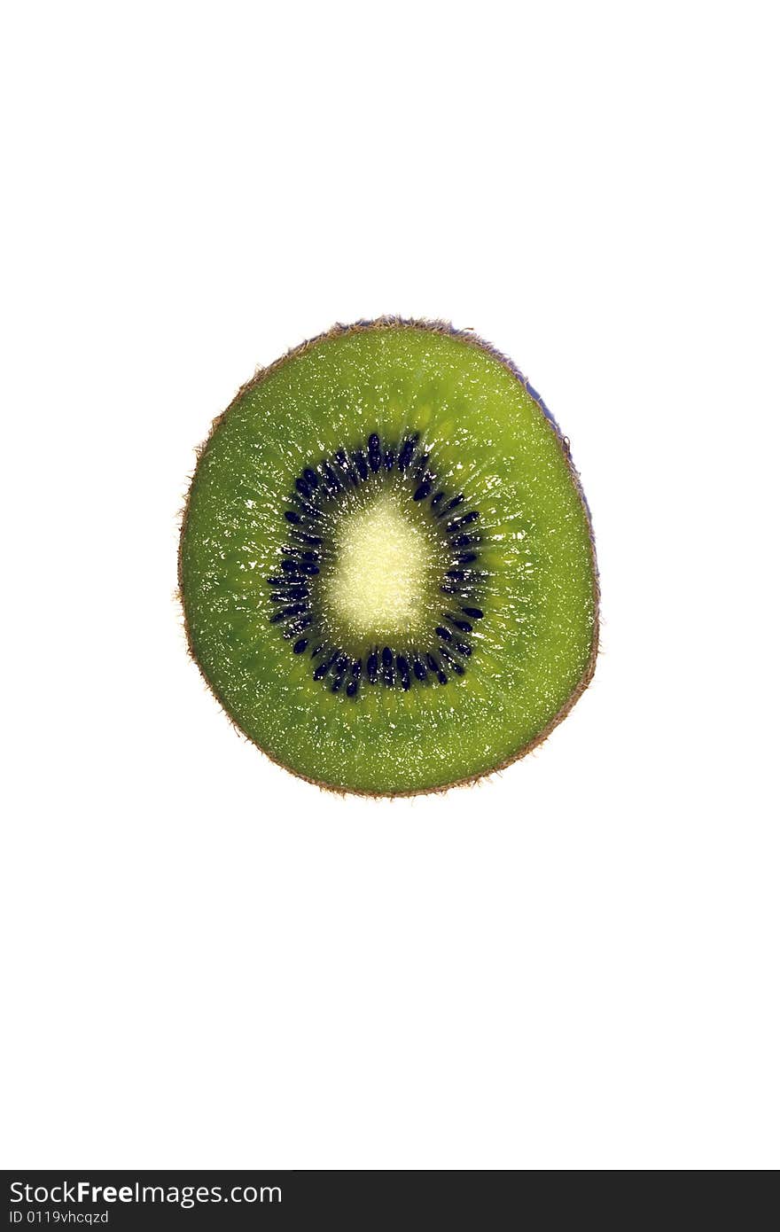 Kiwi fruit slice on white background