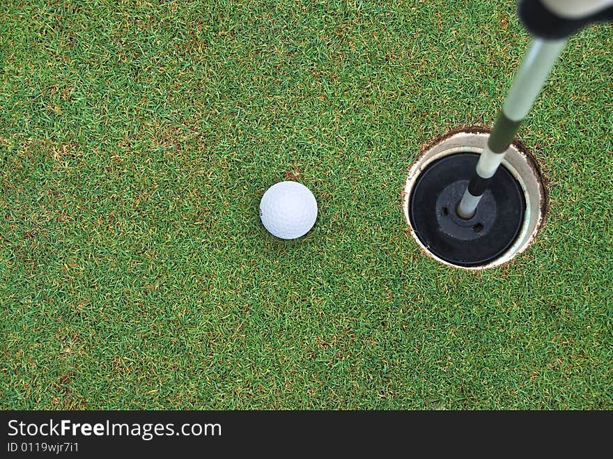 Golf ball on the green. Golf ball on the green