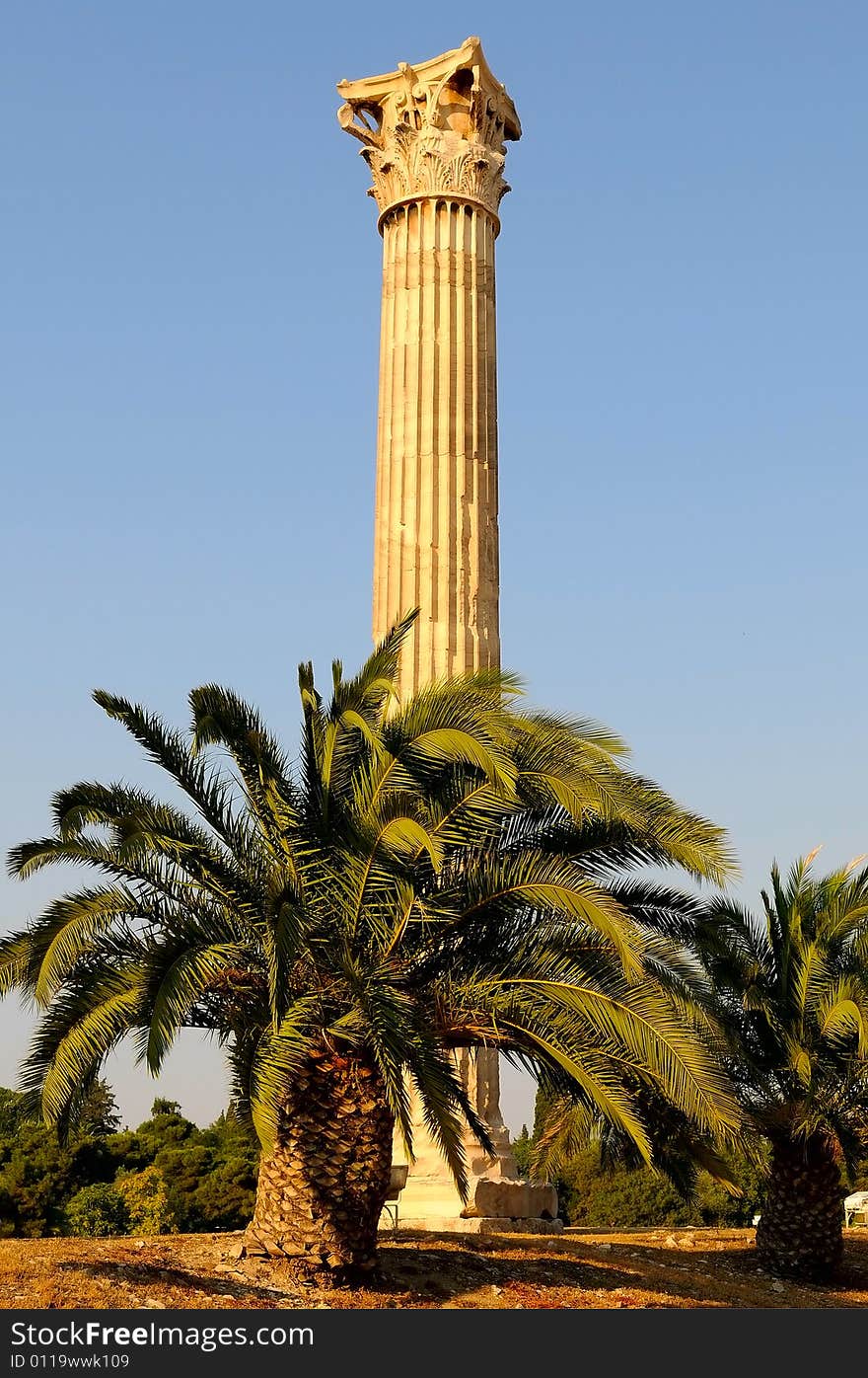 Column of the temple of Olympian Zeus in Athens (Greece)