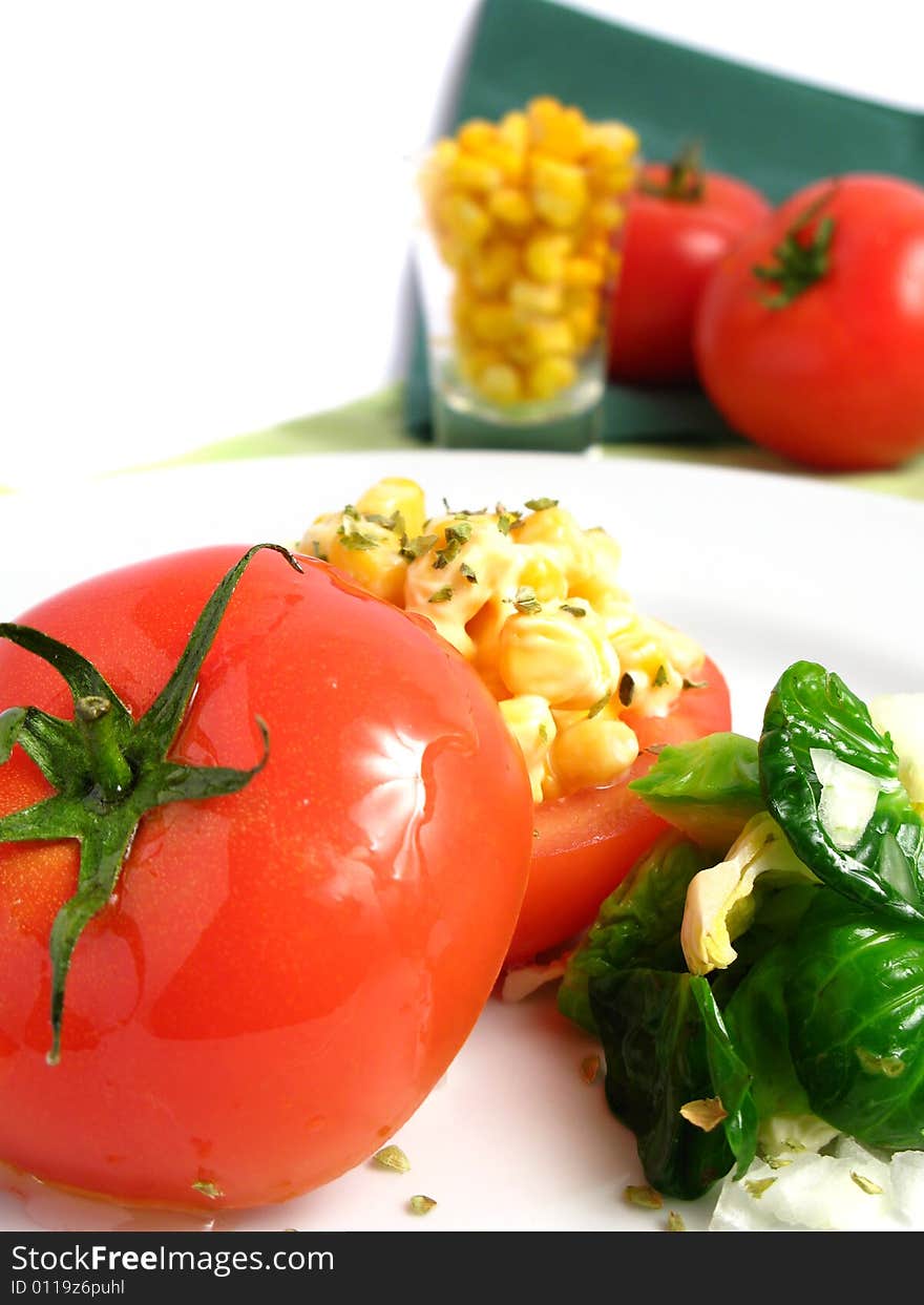 Tomato Stuffed with corn