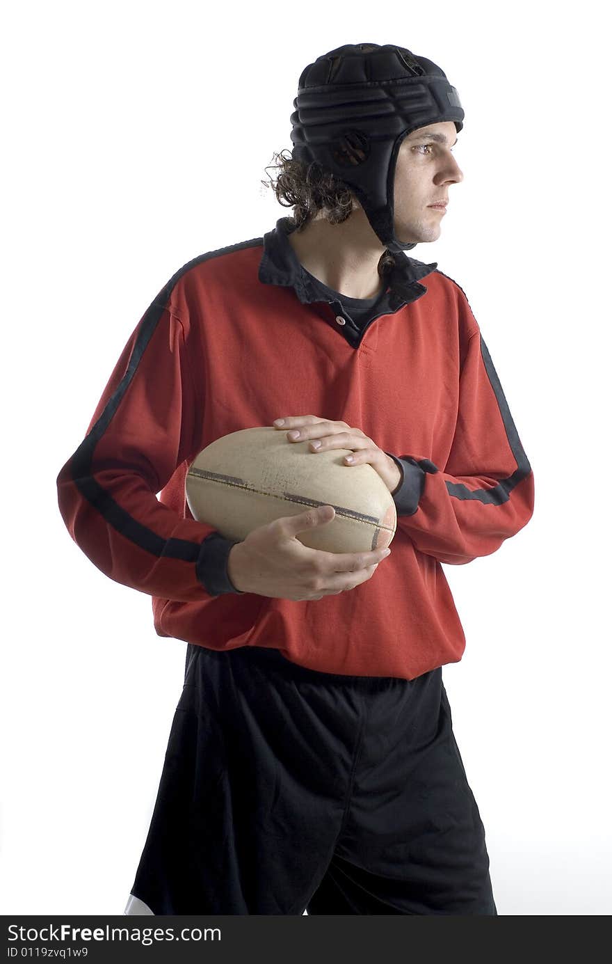 Holding Onto Rugby Ball - vertical