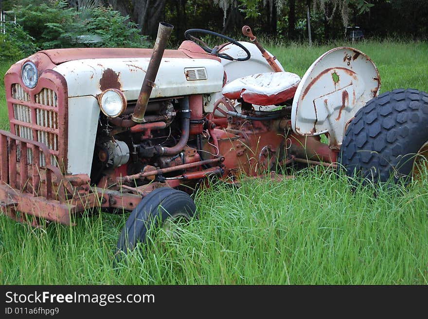 Old Ford Ferguson tractor, sitting in a overgrown yard. Old Ford Ferguson tractor, sitting in a overgrown yard.