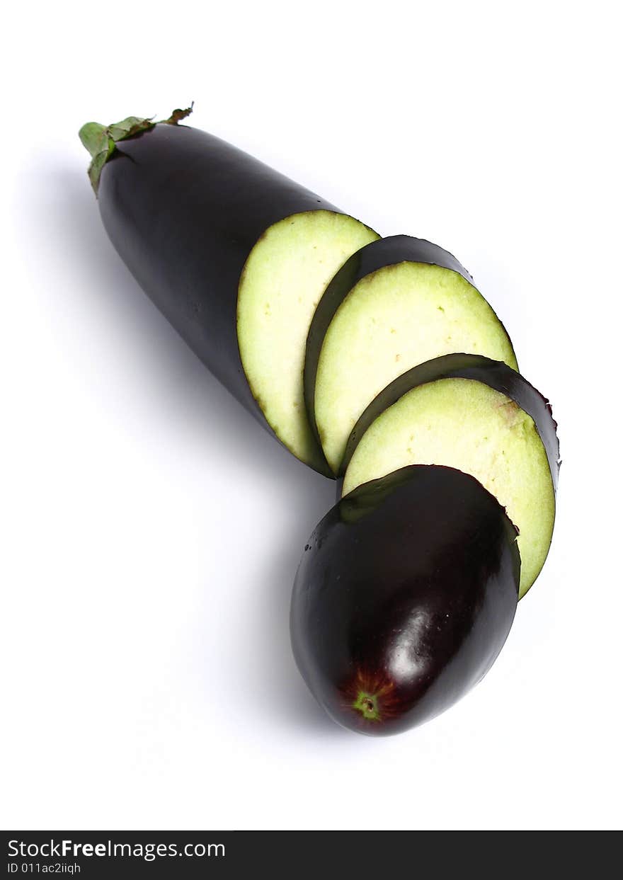 Sliced Eggplant alone on white background. Sliced Eggplant alone on white background