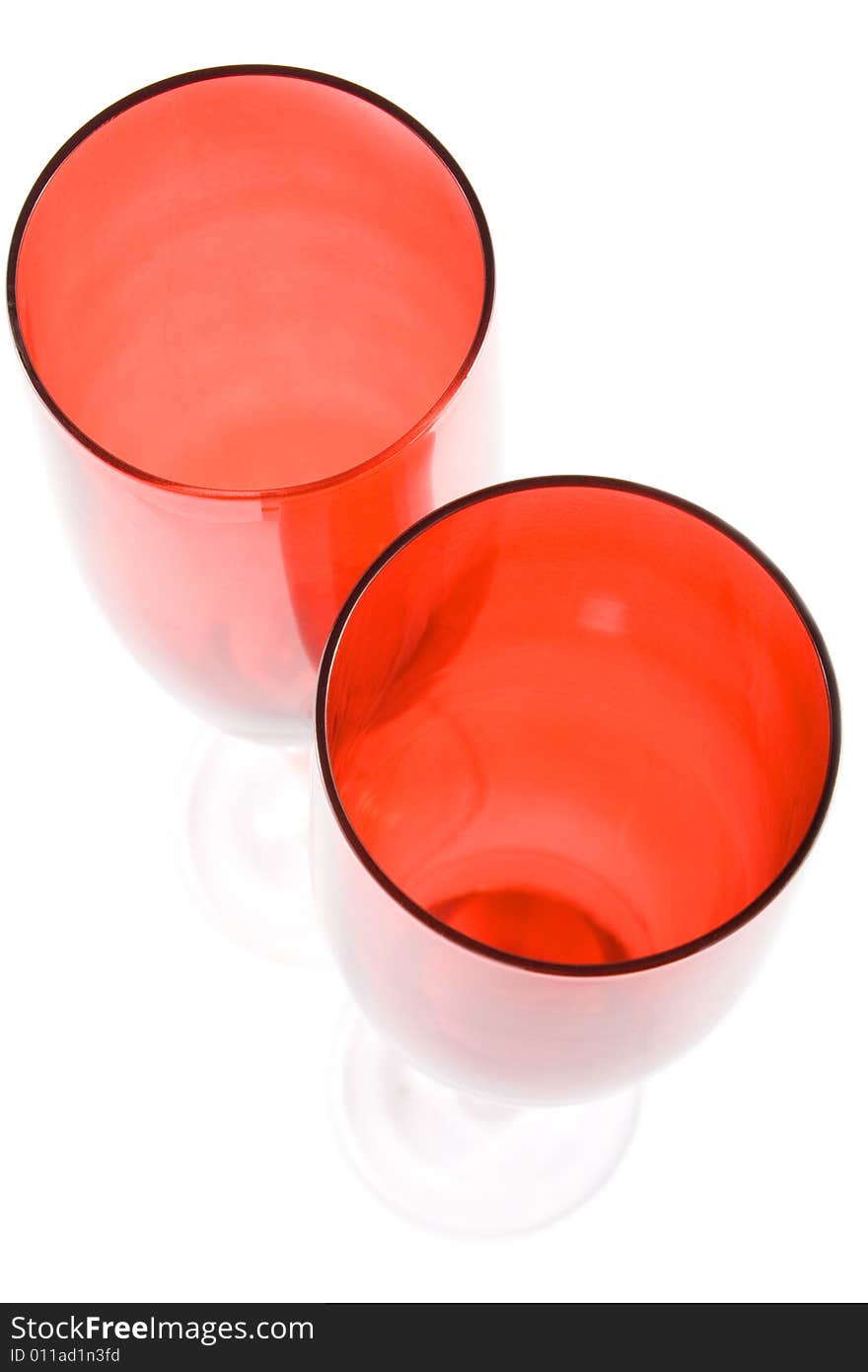 Two red glass on white background