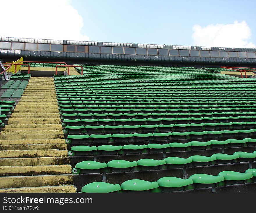 Empty stands at the Olympic stadium in Sarajevo.