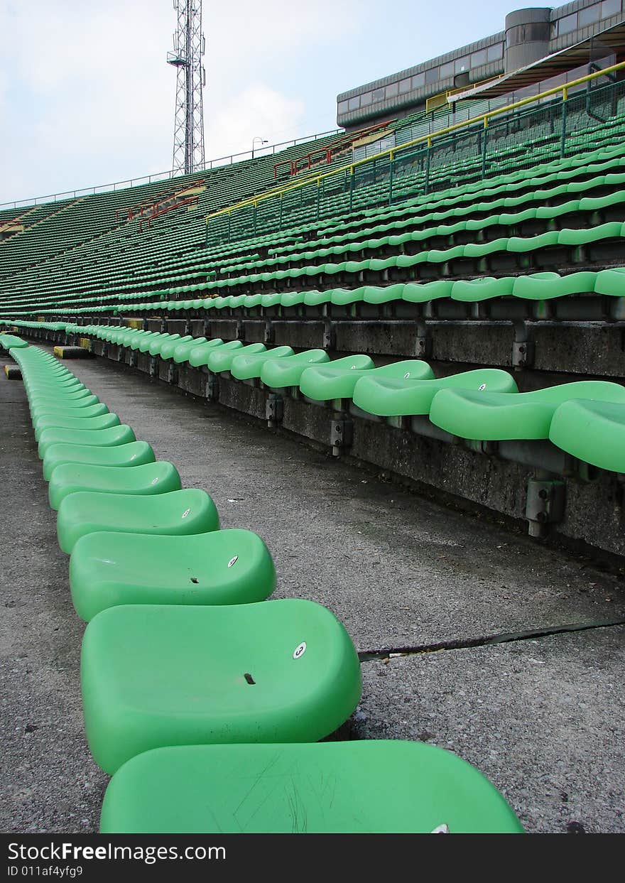 Empty stands at the Olympic stadium in Sarajevo.