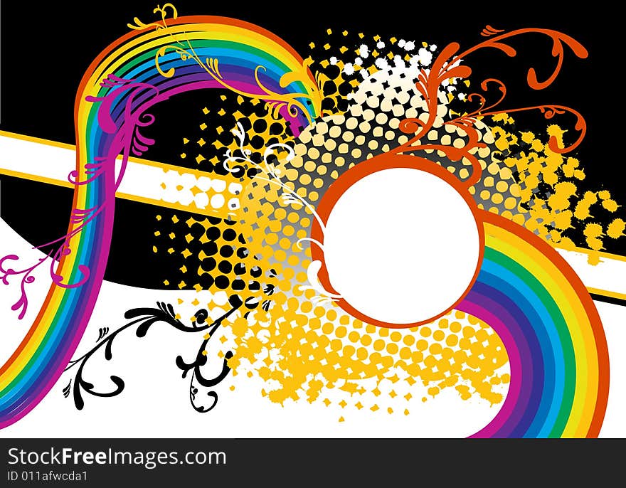 Vector frame with colorful rainbow