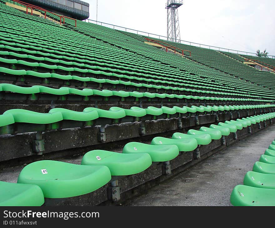 Empty stands at the Olympic stadium in Sarajevo.