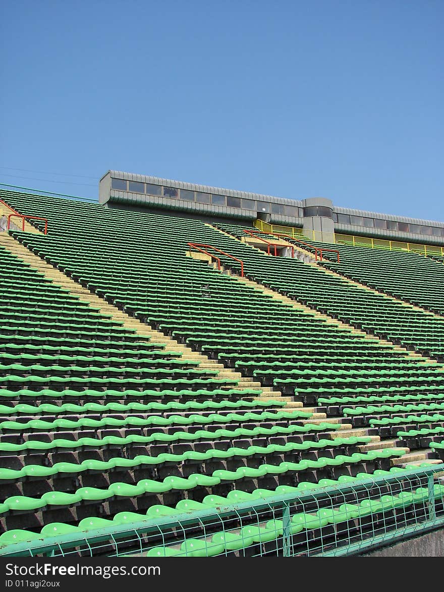 Empty stands at the Olympic stadium in Sarajevo.