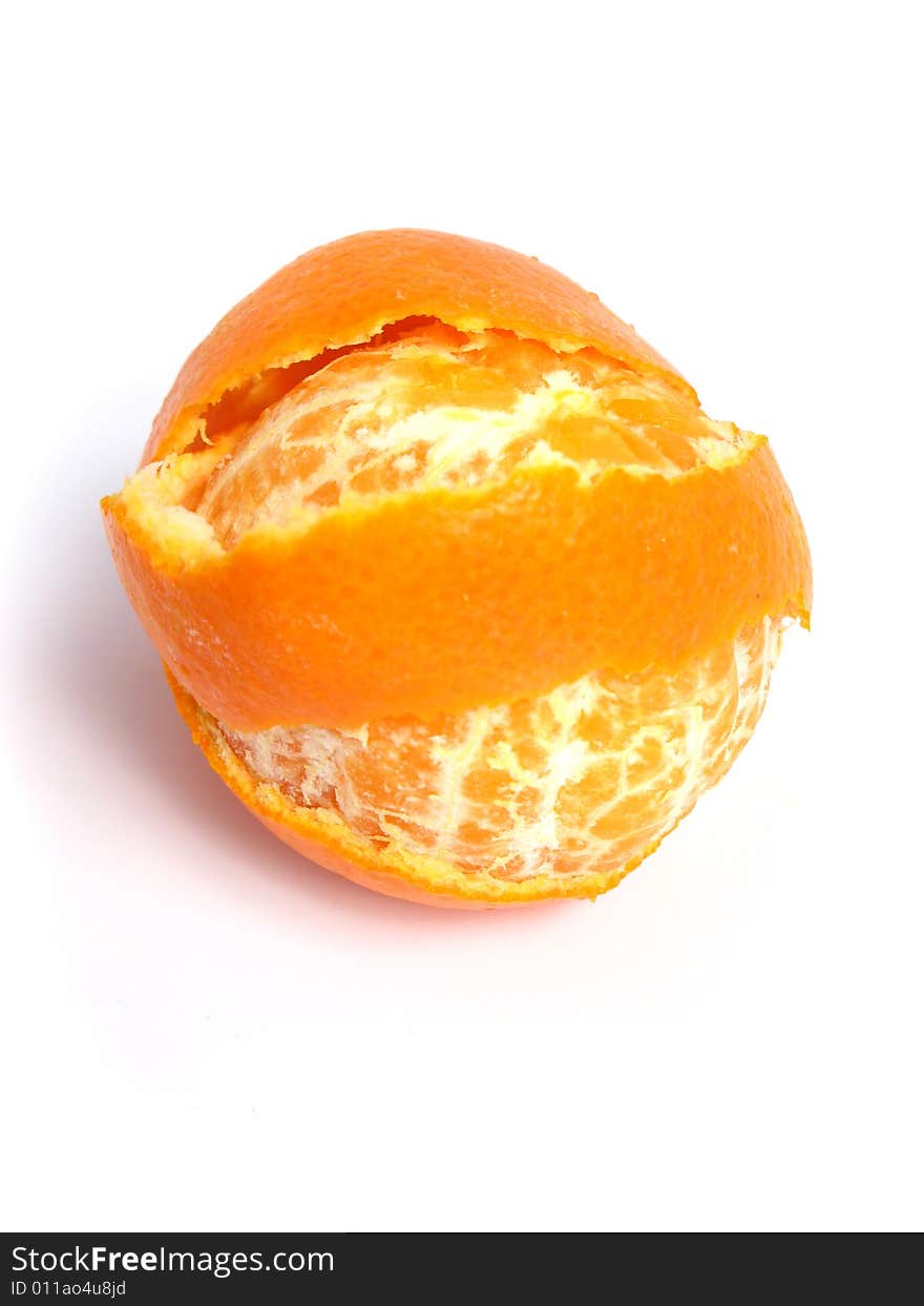 Organic Tangerine peeled , on white background