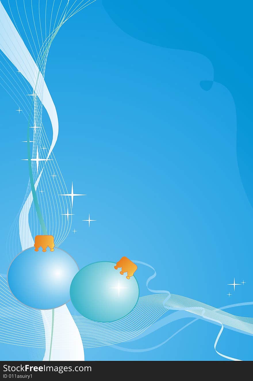 Two blue christmas balls-christmas background