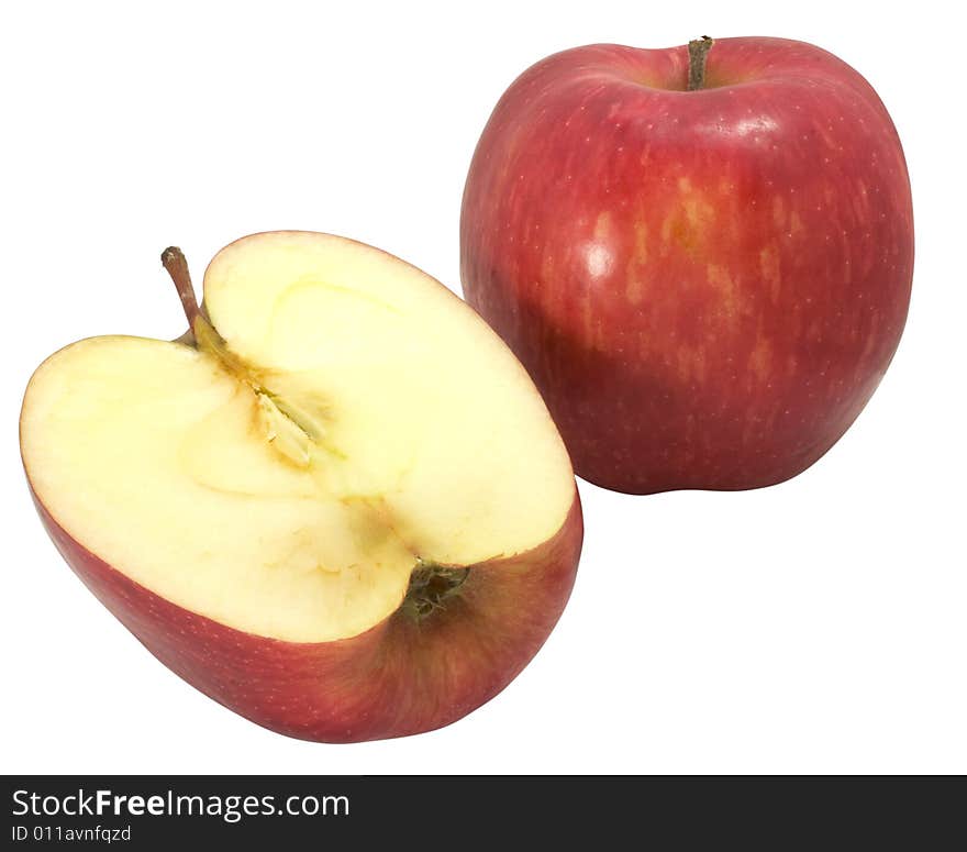 Nice fresh red apple isolated over white with clipping path