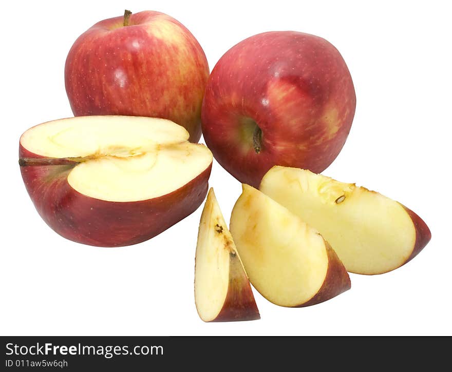 Nice fresh red apples isolated over white with clipping path