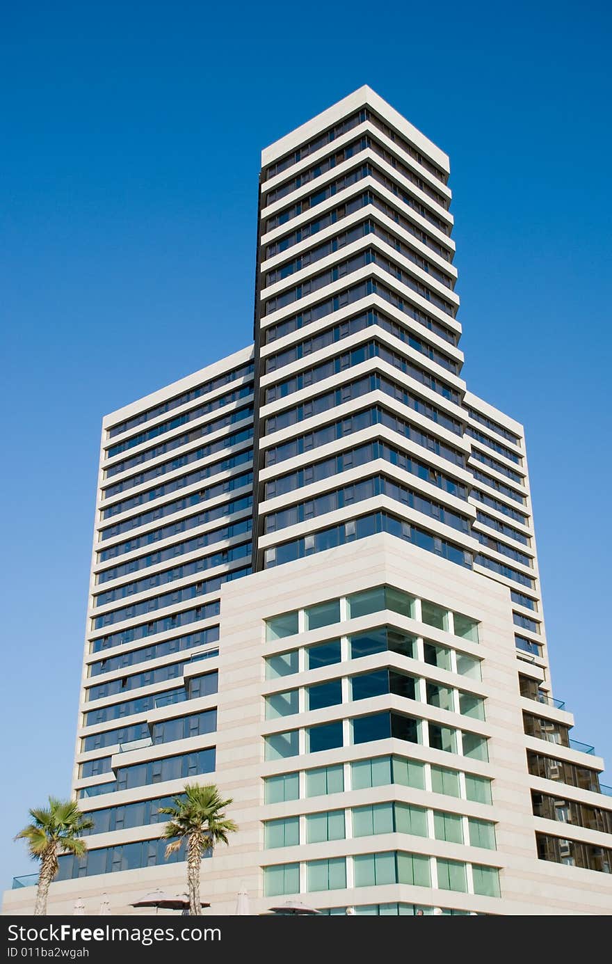 A complex of skyscrapers in day time