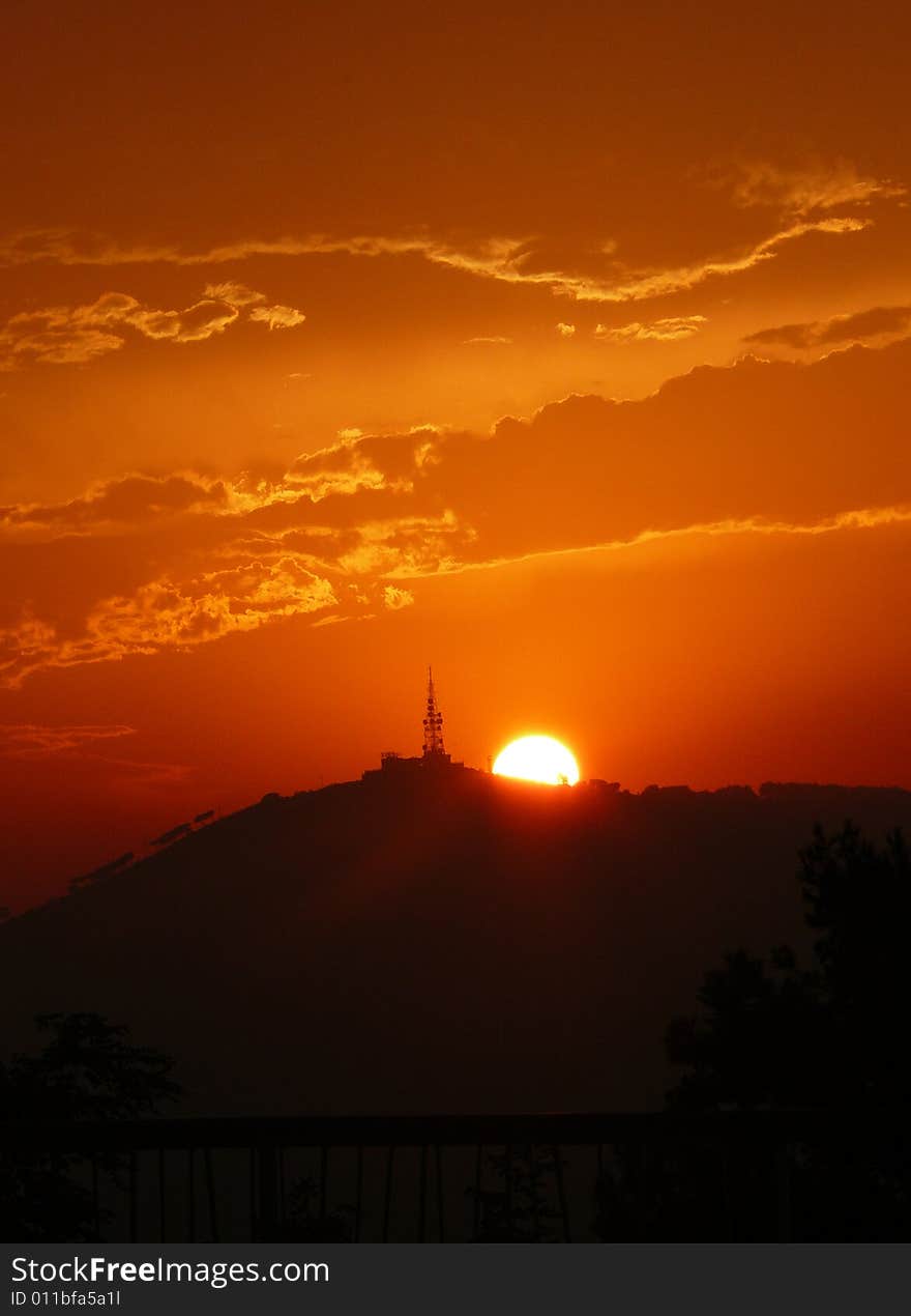 A warm sunset in Barcelona, Catalonia