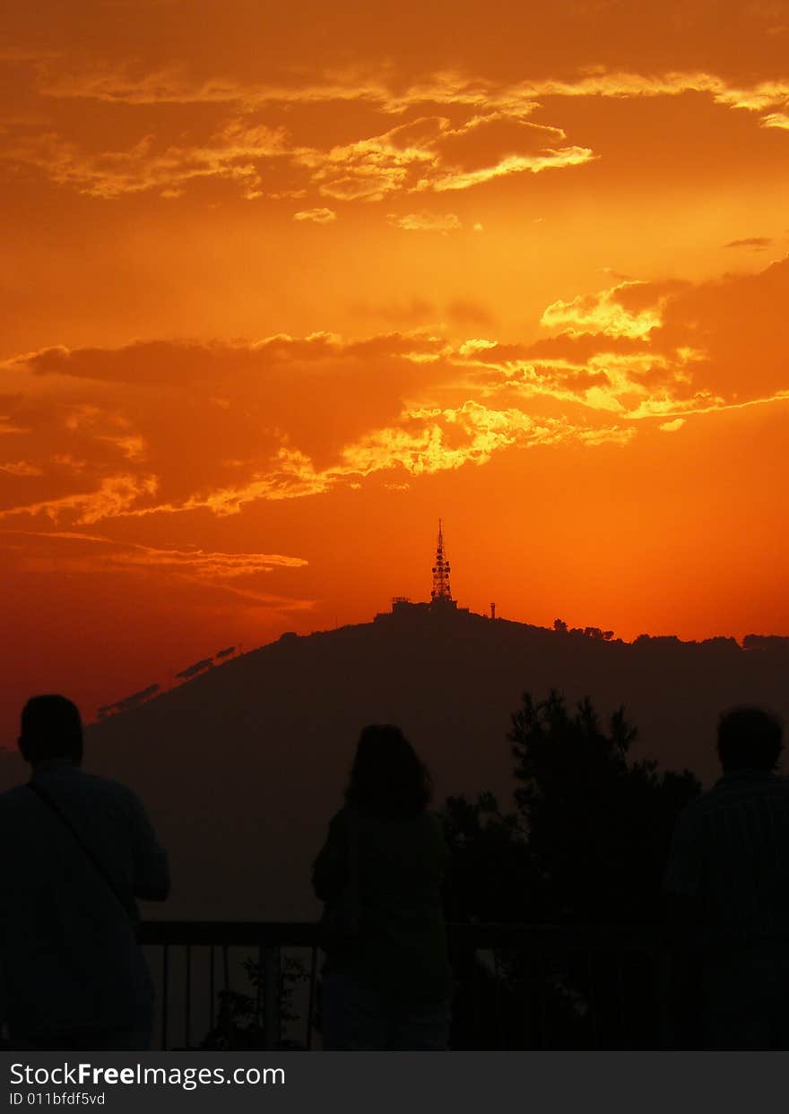 A warm sunset in Barcelona, Catalonia