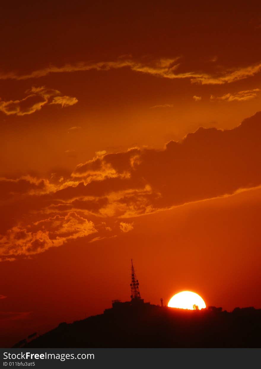 A warm sunset in Barcelona, Catalonia