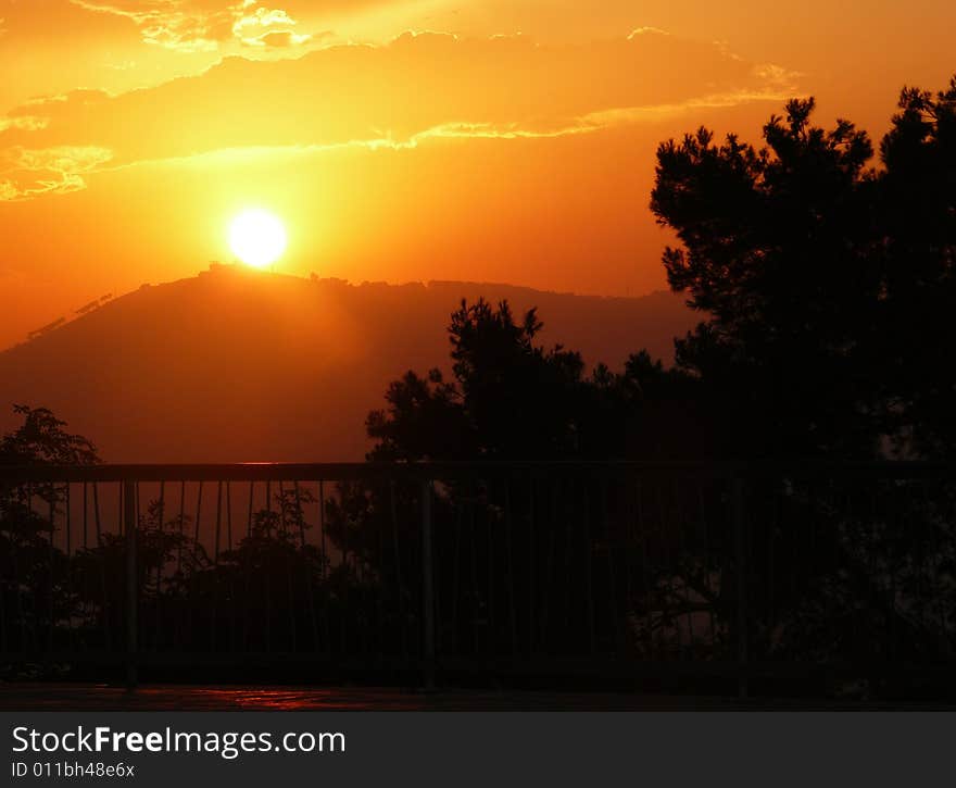 A warm sunset in Barcelona, Catalonia