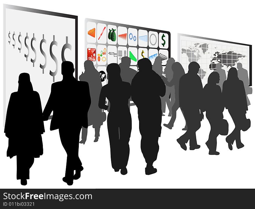 Illustration of business people, black, gray