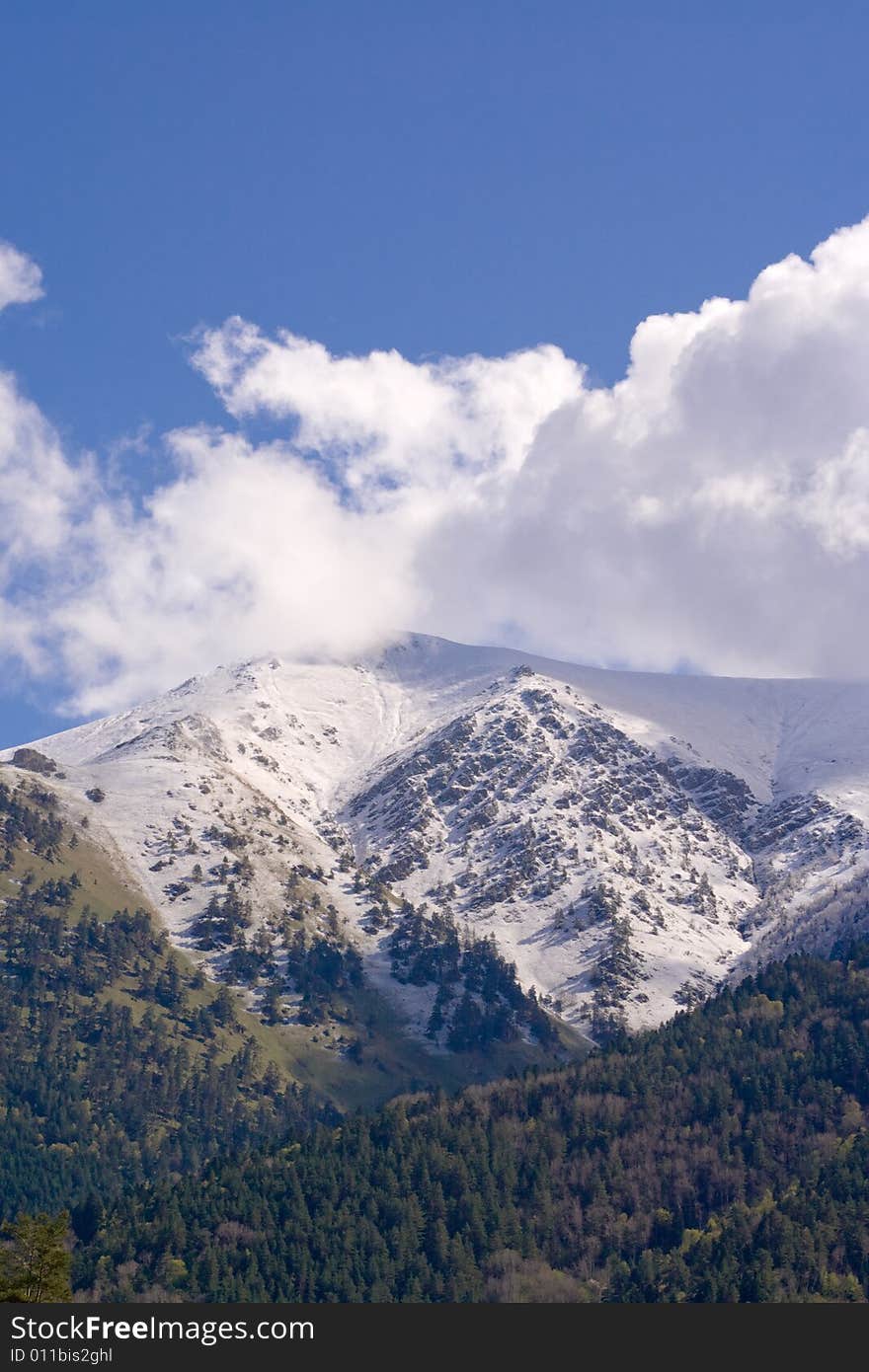 Magnificent mountain panorama with clouds. Magnificent mountain panorama with clouds