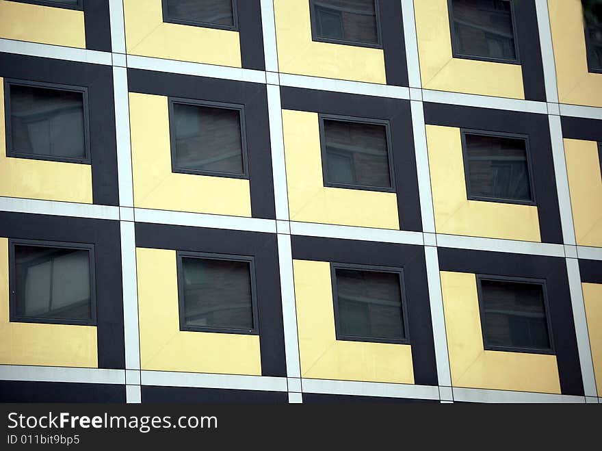 A unique building with similar squares. A unique building with similar squares.