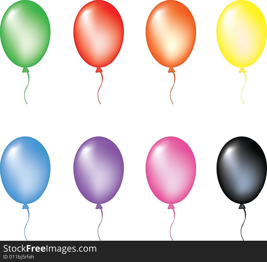 Multi color balloons. Vector illustration. isolated on white background, EPS8, all parts closed, possibility to edit.