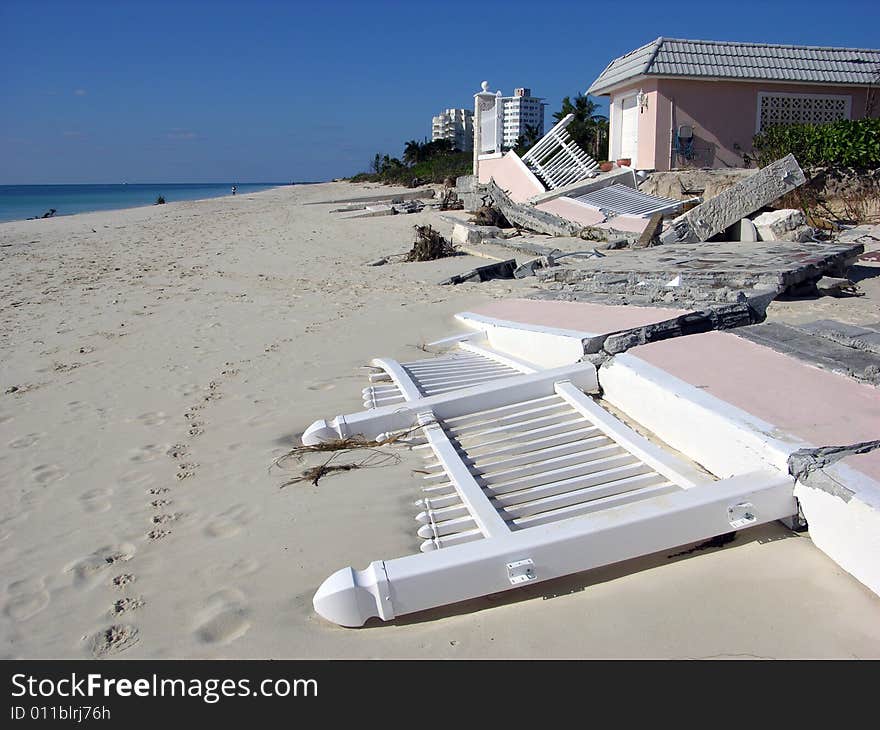 The marks of a hurricane that passed by on Grand Bahama Island, The Bahamas. The marks of a hurricane that passed by on Grand Bahama Island, The Bahamas.