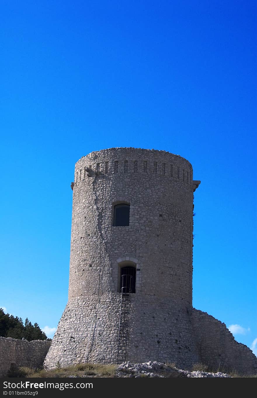 An antique bastion tawor in front of the sky. An antique bastion tawor in front of the sky