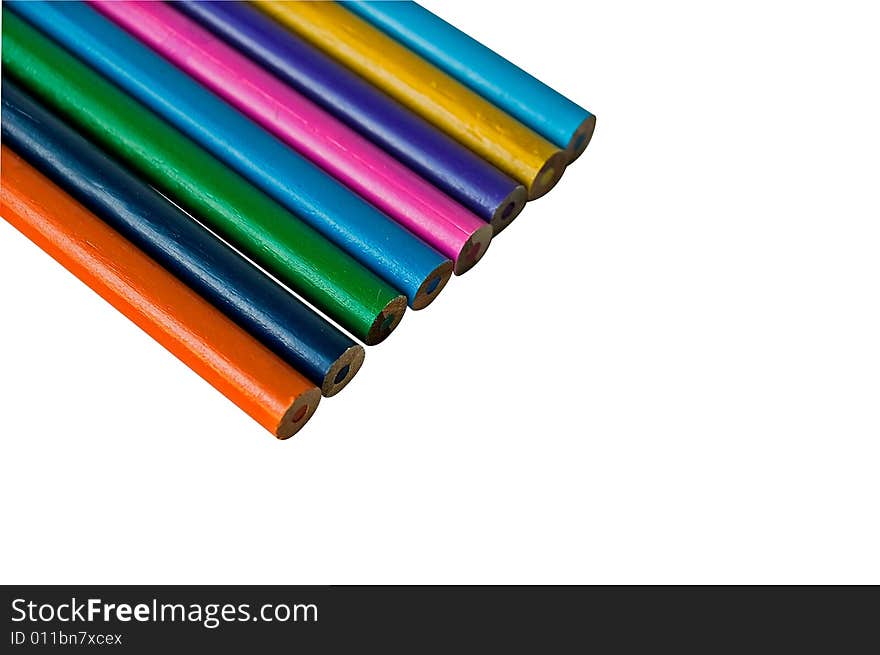 Set of color pencils isolated on white