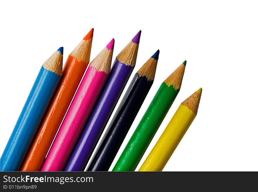 Set of color pencils isolated on white