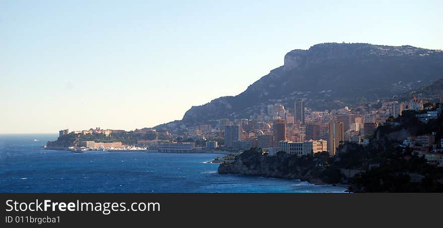 View of Monaco city from sea (montecarlo)