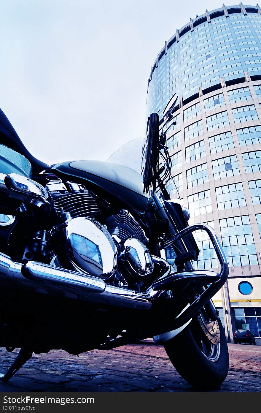 View  of modern business hall and bike