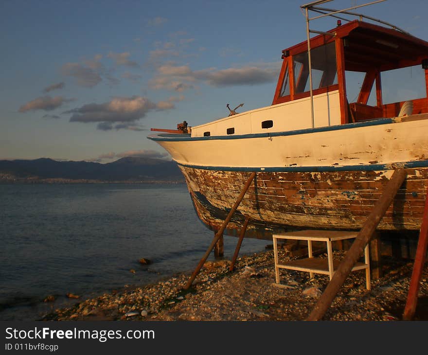 Sail On The Beach At The Evening