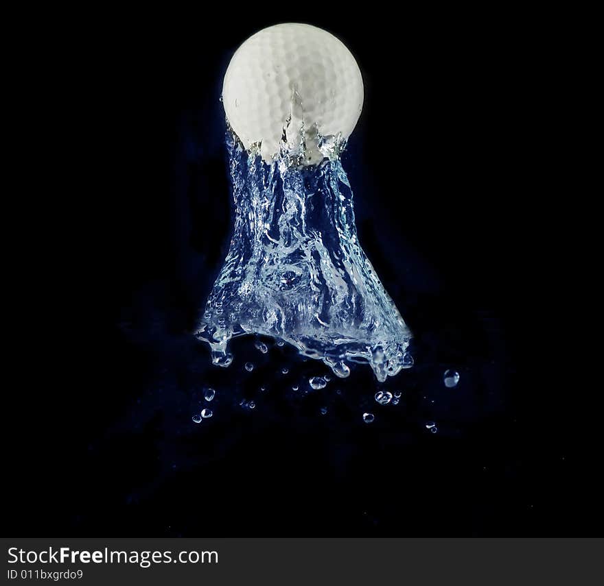 Splashing golf ball into a water